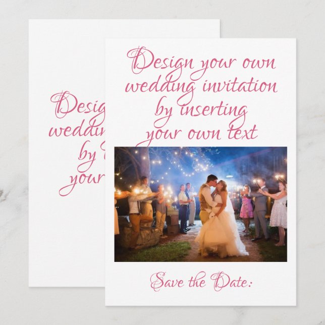 Create | Personalise Your Wedding Own Invitation (Front/Back)
