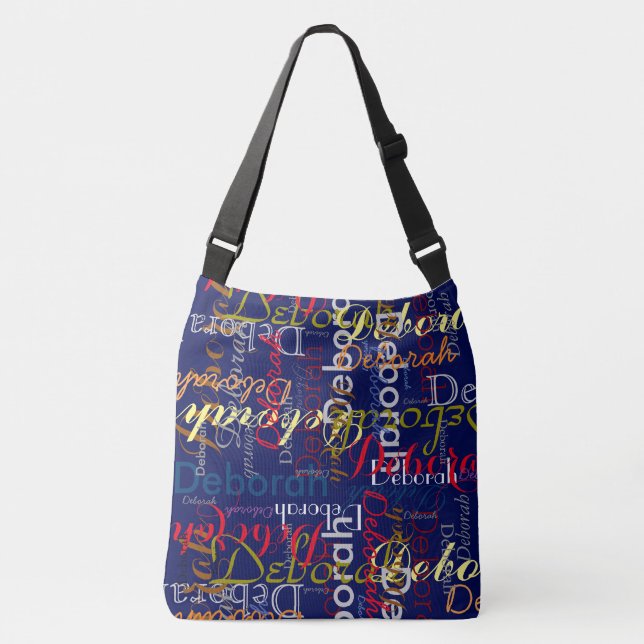 Create Personalised Colour Name Blue Typography  Crossbody Bag (Front)