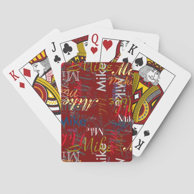 Create Personalised Colour Name dark-red Playing Cards (Back)