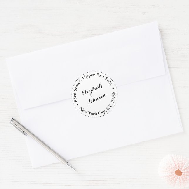 Create Personalised Elegant Name Return Address Classic Round Sticker (Envelope)