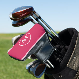Create Personalised Girly Pink Monogrammed Putter Golf Head Cover