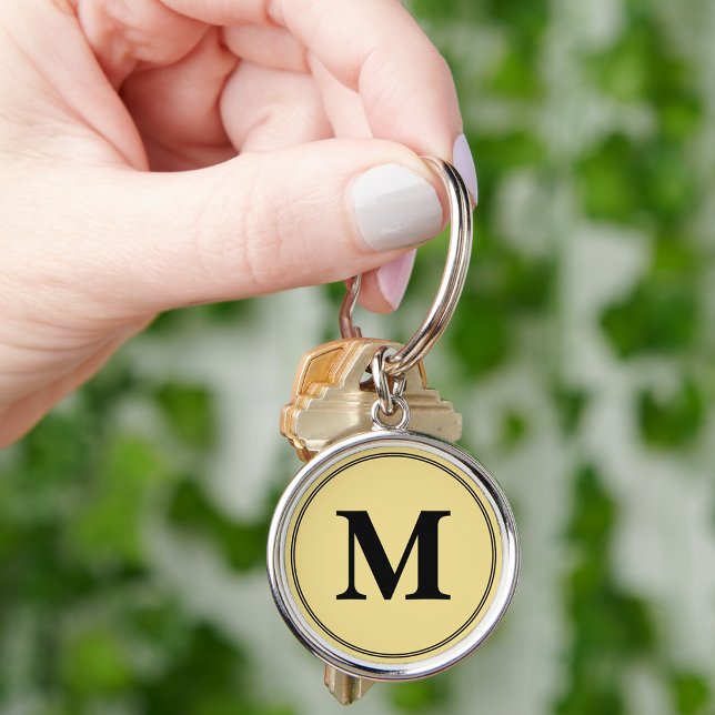 Create Personalised Gold Black Monogram Keychain (Create Personalized Gold Black Monogram Keychain)