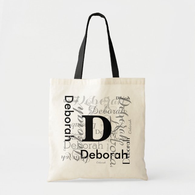 Create personalised name & initial tote bag (Front)