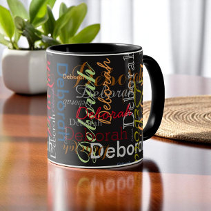 create personalised Name typography black Mug
