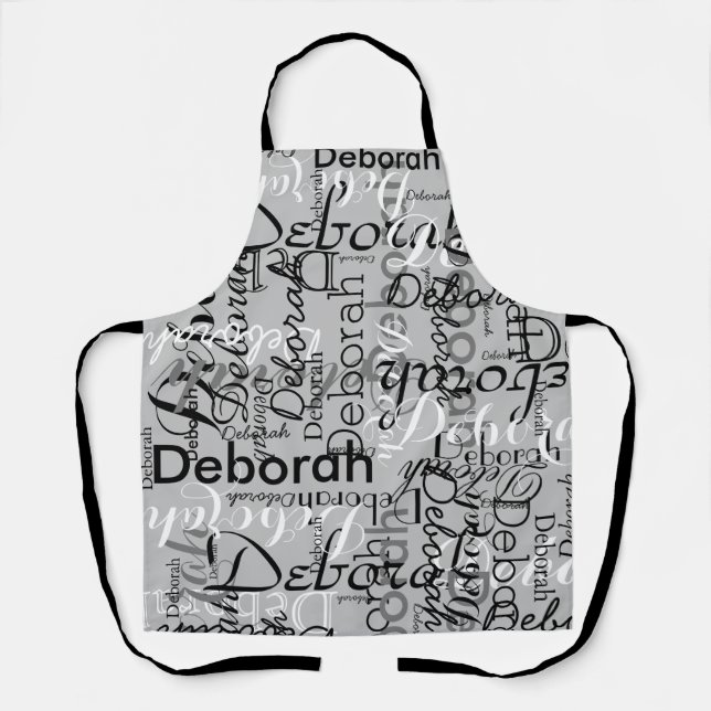 create personalised name typography grey apron (Front)
