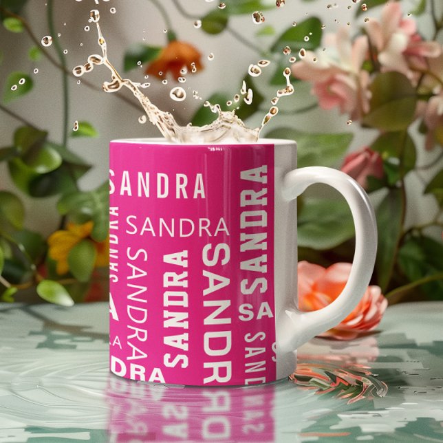 Create Personalised Name Typography Pink Coffee Mug (Creator Uploaded)