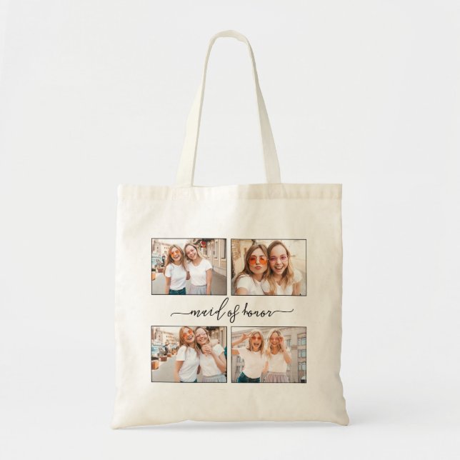 Create Personalised Photo Collage Maid of Honour Tote Bag (Front)