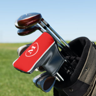 Create Personalised Red White Monogrammed Putter Golf Head Cover