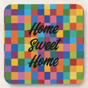 create plastic coaster rainbow square home sweet