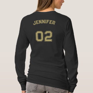 Create Player Name Jersey Number Long Sleeve Black T-Shirt