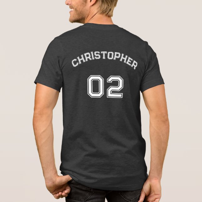 Create Player Name Jersey Number Mens Black Cotton Tri-Blend Shirt (Back)