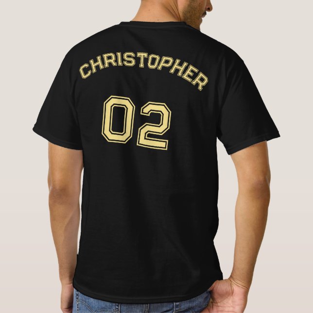 Create Player Name Jersey Number Mens Cotton Black T-Shirt (Back)