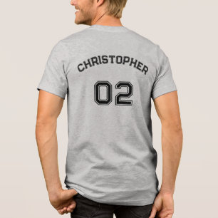 Create Player Name Jersey Number Mens Grey Cotton Tri-Blend Shirt