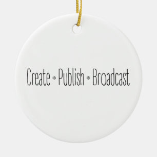 "CREATE  •  PUBLISH  •  BROADCAST", text, CREA Ceramic Tree Decoration