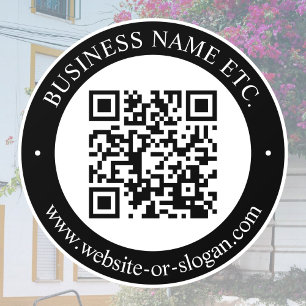 Create QR Code & Customisable Text Black & White Window Cling