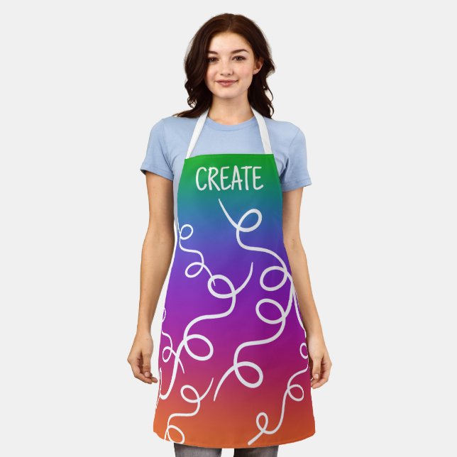 CREATE Rainbow Gradient Swirls Apron (Worn)