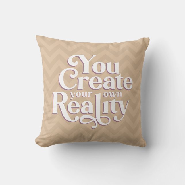 Create Reality Spiritual Beige Modern Typography Cushion (Front)