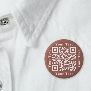 Create Rust Brown Website URL Scan Me QR Code 6 Cm Round Badge