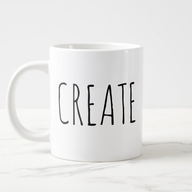 "Create" Simple Modern Farmhouse Large Coffee Mug (Left)