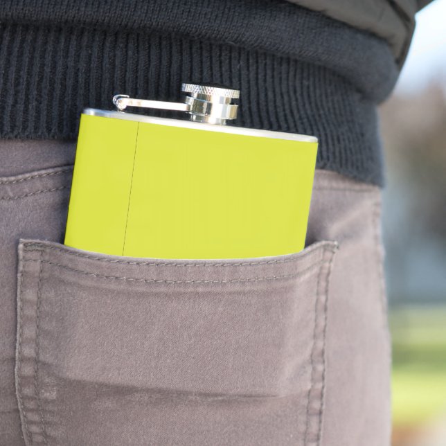 Create Stunning Visual Appeal Yellow Background Hip Flask (In Situ)