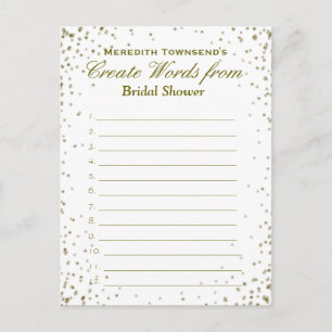 Create Words Gold Confetti Invitation Postcard