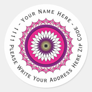 Create you own Mandala geometric Lotus pink symbol Classic Round Sticker