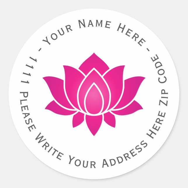 Create you own Pink Blooming Lotus Flower symbol Classic Round Sticker (Front)