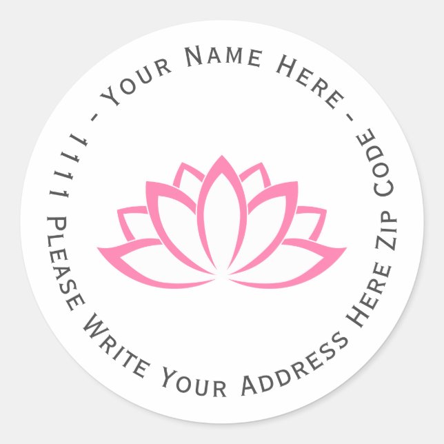 Create you own Pink Blooming Lotus Flower symbol Classic Round Sticker (Front)
