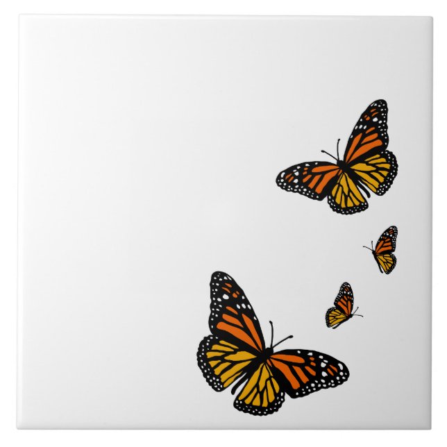 Create Your Bkgnd Colour Monarch Butterflies Tile (Front)