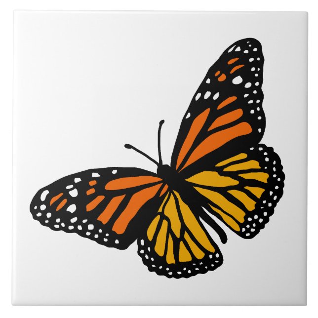 Create Your Bkgnd Colour Monarch Butterfly Tile (Front)