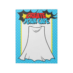 Create Your Cape Superhero Party Activity Sheet Notepad