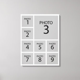 Create your collage Personalised  template 9 PHOTO Canvas Print