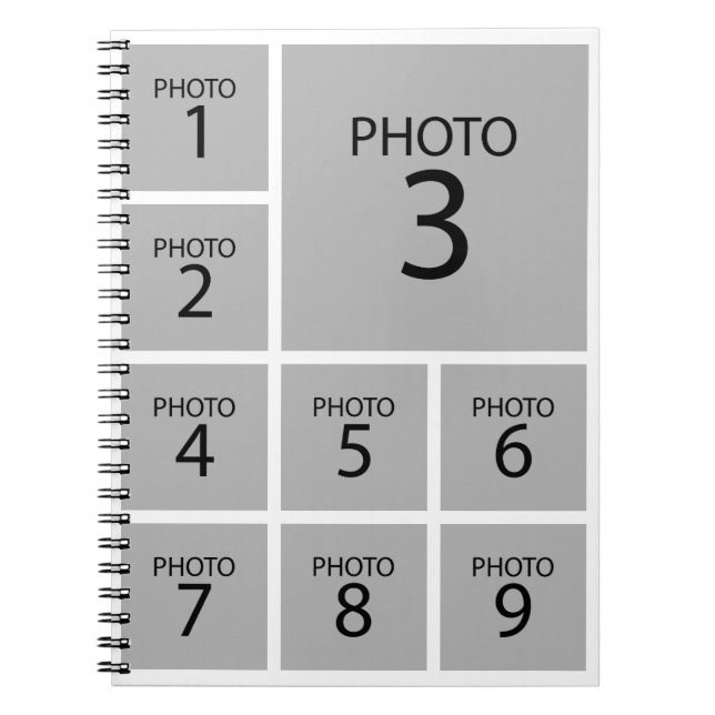 Create your collage Personalised  template 9 PHOTO Notebook (Front)