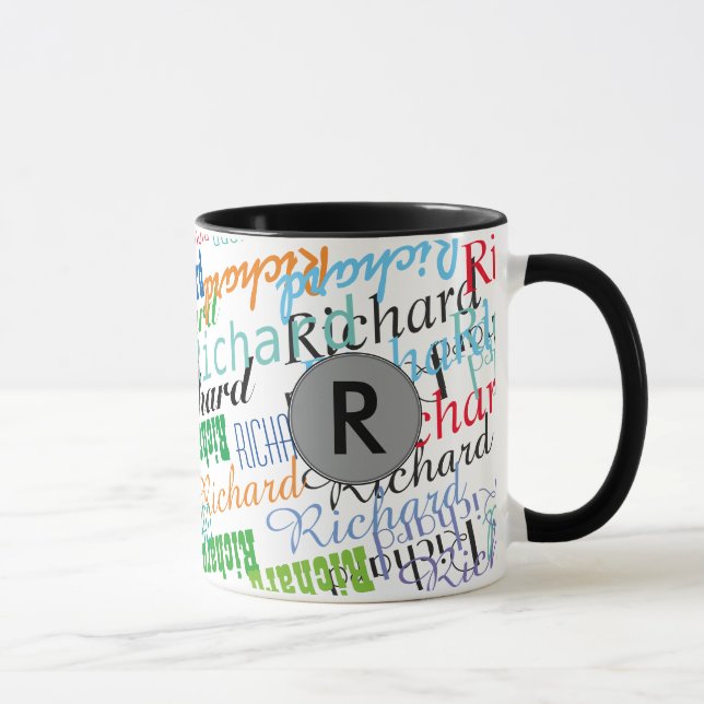 create your cool name pattern black mug (Right)