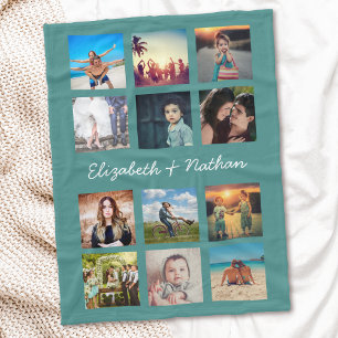 Create Your Custom 12 Photo Collage Bright Fun Fleece Blanket