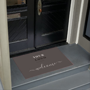 Create your Custom Business Logo Grey Welcome Doormat