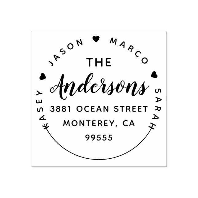 Create Your Custom Family Names Return Address Rubber Stamp (Imprint)