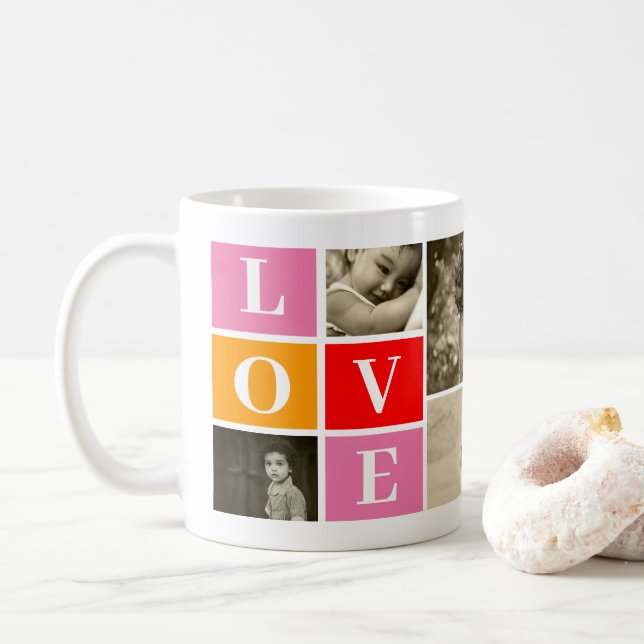 Create Your Custom Family Photo Template Love Coffee Mug (With Donut)