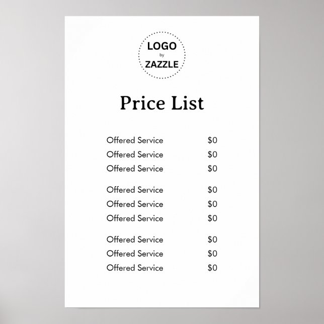 Create Your Custom Logo | Minimalist Price Display Poster (Front)