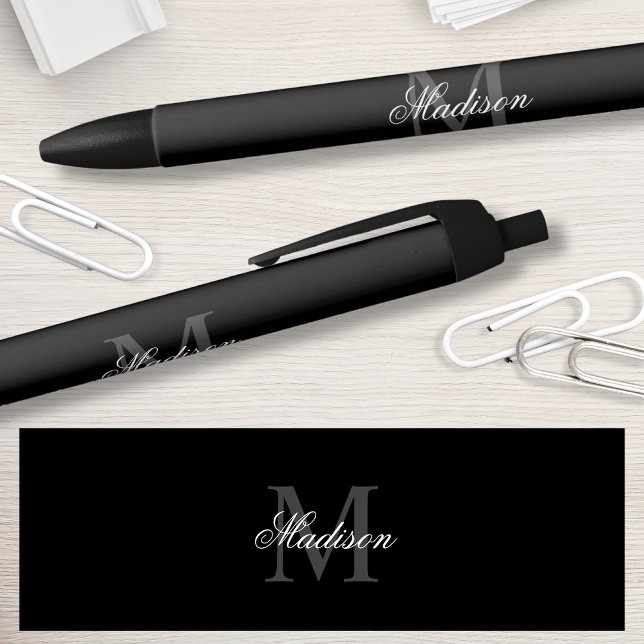 Create Your Custom Name Monogram Calligraphy Black Ink Pen (Creator Uploaded)