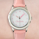 Create Your Custom Name Personalised Girls Pink Watch<br><div class="desc">Create your own personalised, girls fun girly pink strap, stainless steel wrist watch. To edit this design template, simply edit the text fields as shown above. You can even add more text or images, customise fonts and colours. Go ahead create a wonderful, custom watch for the little princess in your...</div>