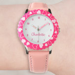 Create Your Custom Name Personalised Girls Pink Watch<br><div class="desc">Create your own personalised, girls fun girly pink strap, stainless steel wrist watch. To edit this design template, simply edit the text fields as shown above. You can even add more text or images, customise fonts and colours. Go ahead create a wonderful, custom watch for the little princess in your...</div>