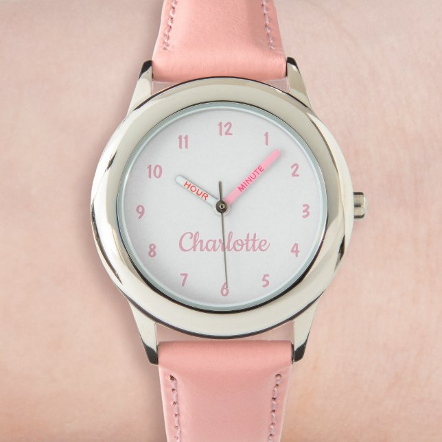 Create Your Custom Name Personalised Girls Pink Watch (Creator Uploaded)