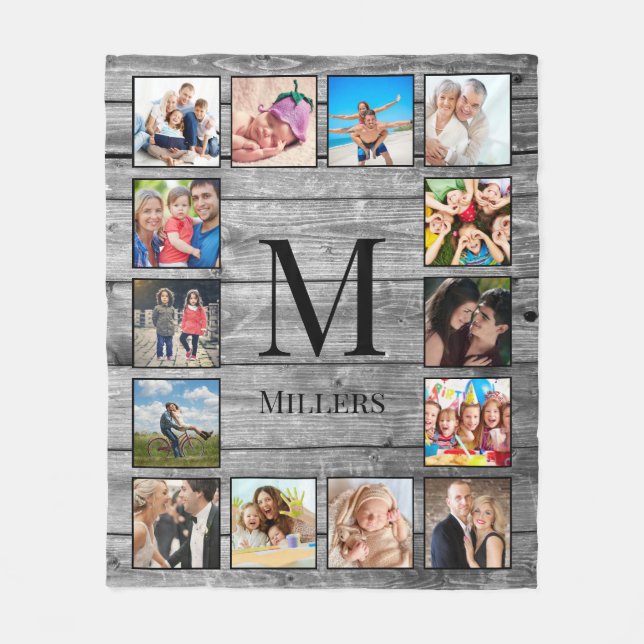 Create Your Custom Photo Collage Rustic Farmhouse Fleece Blanket (Front)