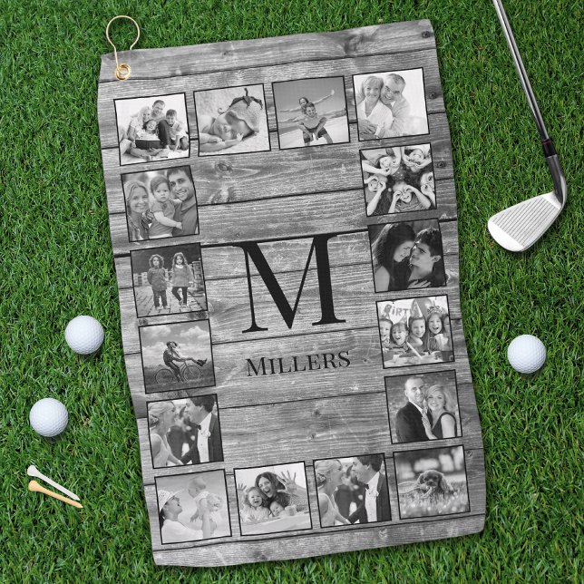 Create Your Custom Photo Collage Rustic Farmhouse Golf Towel (Creator Uploaded)