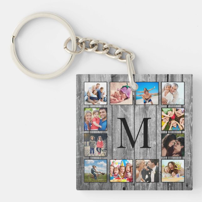 Create Your Custom Photo Collage Rustic Farmhouse  Key Ring (Front)