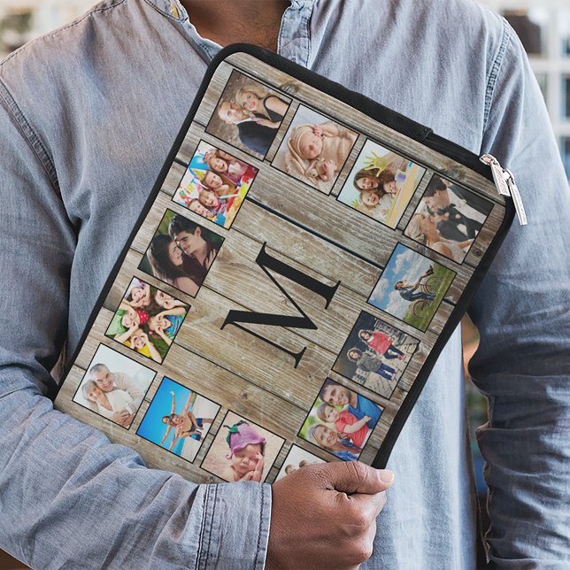 Create Your Custom Photo Collage Rustic Farmhouse Laptop Sleeve (Creator Uploaded)