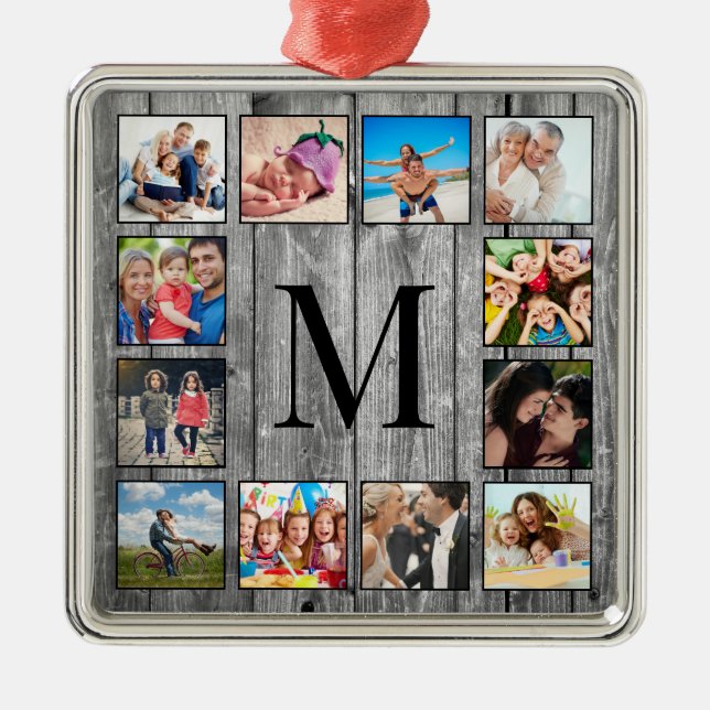 Create Your Custom Photo Collage Rustic Farmhouse Metal Tree Decoration (Front)