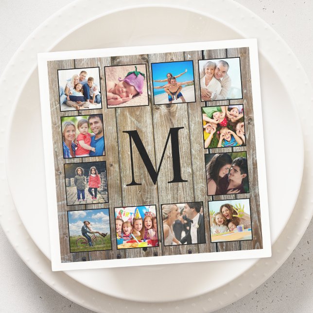 Create Your Custom Photo Collage Rustic Farmhouse  Napkin (Creator Uploaded)