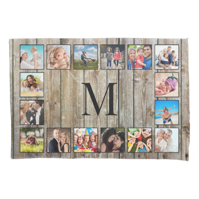 Create Your Custom Photo Collage Rustic Farmhouse Pillowcase (Front)